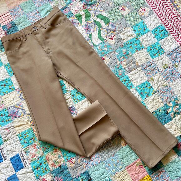 Vintage 90s Tan Wrangler Sta Prest Style Western Wear Bootcut Pants 33 x 32 - Picture 1 of 6